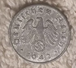 1942 A , WW2  1 REICHSPFENNIG ~ GERMAN ~ WWII GERMANY ~  CIRCULATED COIN ~