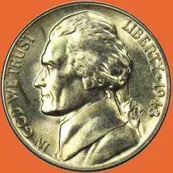 1943 D JEFFERSON NICKEL ~ BU UNCIRCULATED ~ 35% SILVER 5C US COIN ~ WORLD WAR 2