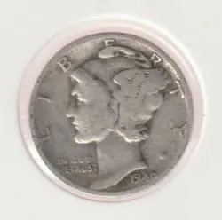 RARE OLD 1940 US WWII WAR SILVER MERCURY DIME COLLECTORS COIN COLLECTION WW2 USA