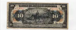 SHORT SNORTER  CHIHUAHUA MEXICO DIEZ 10 PESO JANUARY 5TH 1944 WW2