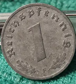 1940 WW2  1 REICHSPFENNIG~ GERMANY,CIRCULATED, 3RD REICH,  HAS FLAWS