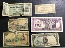 1930S-40S JAPANESE GOVERNMENT WW2 OCCUPATION INVASION CURRENCY! JAPAN SET OF 6!