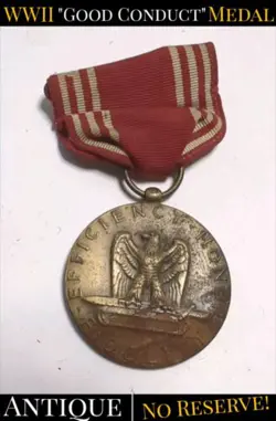 ✨ANTIQUE✨WW2 GOOD CONDUCT MEDAL US ARMY MILITARY HONOR FIDELITY EFFICIENCY EAGLE