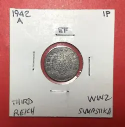 1942A GERMANY THIRD REICH SWASTIKA WORLD WAR 2! 1 PFENNIG! OLD GERMAN COIN!