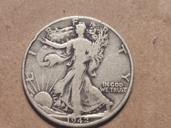 1942 D WALKING LIBERTY HALF DOLLAR SILVER COIN 50 CENTS WORLD WAR TWO WWII WW2