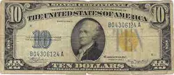 $10 1934-A YELLOW SEAL EMERGENCY NOTES ISSUED DURING WW2 2309 DEALER