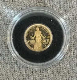 14K AMERICAN MINT  .585 GOLD COIN  WW 2 VICTORY IN EUROPE   .5 GRAM