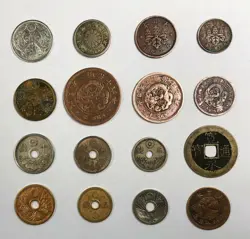 LOT OF 16 JAPAN OLD VARIOUS COINS WW2 & ANTIQUE INCLUDE SILVER - EN-35