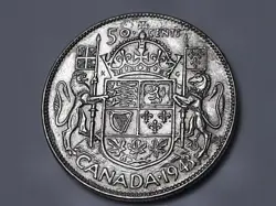 1943 CANADA 50 CENTS COIN (80% SILVER) - KING GEORGE VI   