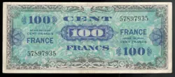 FRANCE, 1944, WW2, ALLIED MILITARY CURRENCY, 100 FRANCS, CRISP VF !