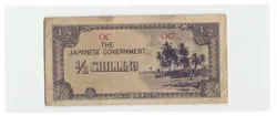 OCEANIA JAPANESE OCCUPATION 1/2 SHILLING 1942 XF, WW2, PACIFIC WAR
