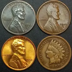 US COINS- INDIAN HEAD PENNY, WW2 STEEL CENT, LINCOLN WHEAT CENT SET- NO JUNK LOT