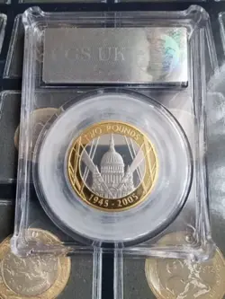 2005 ST PAULS CATHEDRAL WW2 SILVER PROOF PIEDFORT MS67-68 / CGS96 GRADED £2 COIN