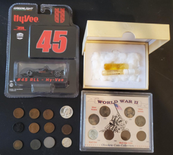 VINTAGE  JUNK DRAWER LOT SILVER COINS, WW2 WAR NICKEL SET,FRENCH CLONE ,TOYS