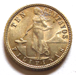 PHILIPPINES 1944-D 10 CENTAVOS SILVER WW2 ERA COLLECTOR COIN