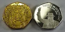 PAIR OF WINSTON CHURCHILL, VE DAY SILVER & 24CT GOLD COMMEMORATIVES. 1945, WW2