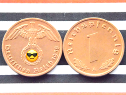 GERMAN COIN 1938 A 1 REICHSPFENNIG SWASTIKA COPPER 3RD WW2   UNC    RARE PFENNIG