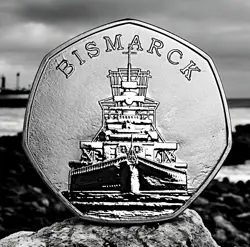 GERMAN BATTLESHIP BISMARCK SILVER COMMEMORATIVE. WW2, NAVY, WARSHIP, WORLD WAR 2