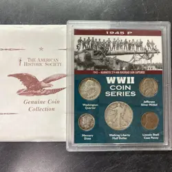 1945 P WW2 UNITED STATES SILVER COIN SET AMERICAN HISTORIC SOCIETY W/HOLDER