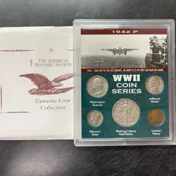 1942 P WW2 UNITED STATES SILVER COIN SET AMERICAN HISTORIC SOCIETY W/HOLDER