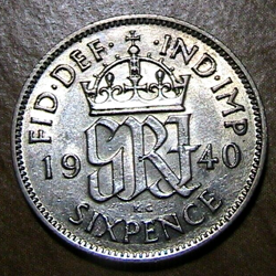 1940 GREAT BRITAIN SIXPENCE AU /UNC LUSTROUS ORIGINAL WW2 BRITISH 6P SILVER COIN