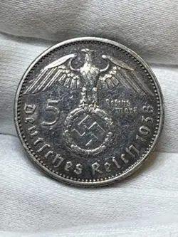 1938 A 5 MARK GERMAN WW2 SILVER COIN THIRD REICH**305688BE