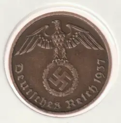 RARE WWII COPPER GERMAN WAR 1937-F WW2 GERMANY 2 REICHSPFENNIG COLLECTION COIN