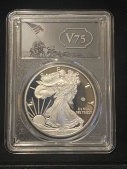 2020 W END OF WORLD WAR WW2 V75 PRIVY PROOF AMERICAN SILVER EAGLE  PCGS PF69