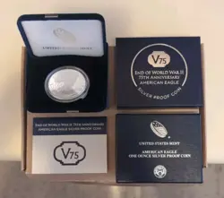 END OF WORLD WAR II WW2 75TH ANNIVERSARY AMERICAN EAGLE 1 OZ SILVER PROOF COIN
