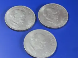 3 1965 SIR WINSTON CHURCHILL COMMEMORATIVE CROWN COINS WW2 LEADER COIN