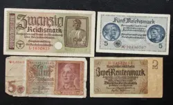 LOT OF 50,5,2 WW2 REICHSMARK NAZI GERMANY CURRENCY GERMAN BANKNOTES