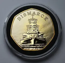GERMAN BATTLESHIP BISMARCK 24CT GOLD COMMEMORATIVE IN CAPSULE. WW2 NAVY NAVAL