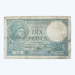 1940 FRANCE 10 FRANCS OLD FRENCH CURRENCY BANKNOTE WW2 FRANC PRE -  COIN/ EURO