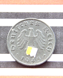 GERMAN COIN 1 REICHSPFENNIG 1945 E ZINC SWASTIKA 3RD REICH WW2  RARE UNC PFENNIG