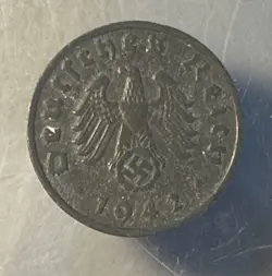 WW2 PERIOD GERMAN COIN / 1 REICHSPFENNIG 1942