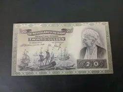 BANKNOTE NETHERLANDS WW2 1941 20 GULDEN VF  COND RARE.