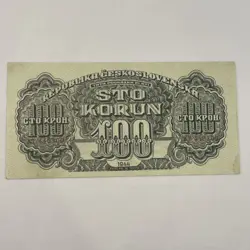 100 STO KORUN CHECHOSLOVAKIA 1944 WW2 ALMOST UNCIRCULATED