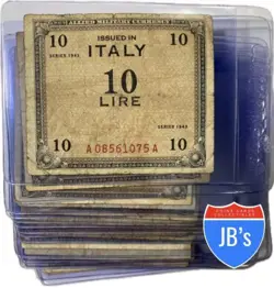 1943 WW2 ALLIED MILITARY CURRENCY ITALY 10 LIRE WORLD WAR II AMC *JB'S COINS*