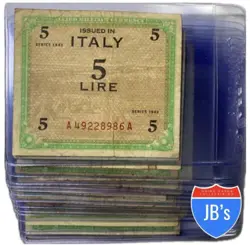 1943 WW2 ALLIED MILITARY CURRENCY ITALY 5 LIRE WORLD WAR II AMC *JB'S COINS*