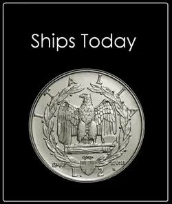 2 LIRE ITALY MUSSOLINI COIN - 29MM WW2 FASCIST 1939 1940 1941 - NEAR MINT