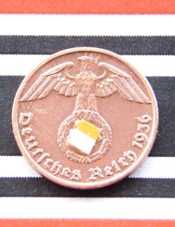 GERMAN COIN 1 REICHSPFENNIG 1936 G SWASTIKA 3RD REICH WW2   VERY RARE   PFENNIG