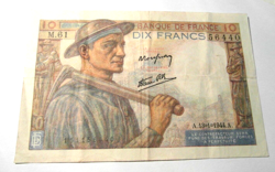 FRENCH BANKNOTE, 10 FRANCS, WW2 1944 VF