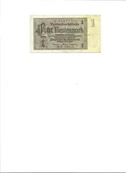CURRENCY GERMANY 1937 WW2 WAR ERA REICHSMARK EINE RETENBANK CIRCULATED