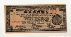 PHILIPPINE BOHOL PROVINCE S137X VARIATIONS 1942 10 PESOS WW2 COUNTERFEIT MANILA