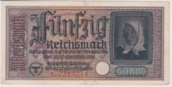 WW2 GERMAN NAZI ERA GERMANY REICHSMARK BANKNOTE 50 MARK (ND) 1940-1945