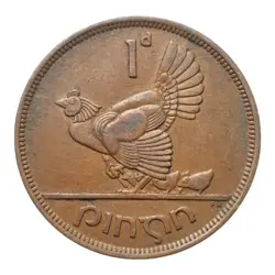 REPUBLIC OF IRELAND 1942 COIN WW2 BRONZE 1 PINGIN/PENNY