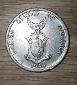 1944 S US-PHILIPPINES COMMONWEALTH FIFTY CENTAVOS SILVER COIN WW2 ERA