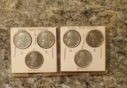 1943 P D S WHEAT HEAD LINCOLN 3 PENNY SET WWII WW2 STEEL WAR PENNY PAIR 6 TOTAL
