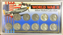 WW 2 II SILVER WAR NICKEL COLLECTION 35% SILVER 11 COIN SET SHIPS FOR FREE