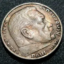 1935-D *BEAUTIFUL TONE* 90% SILVER 5 REICHSMARK WW2-ERA THIRD REICH SILVER COIN